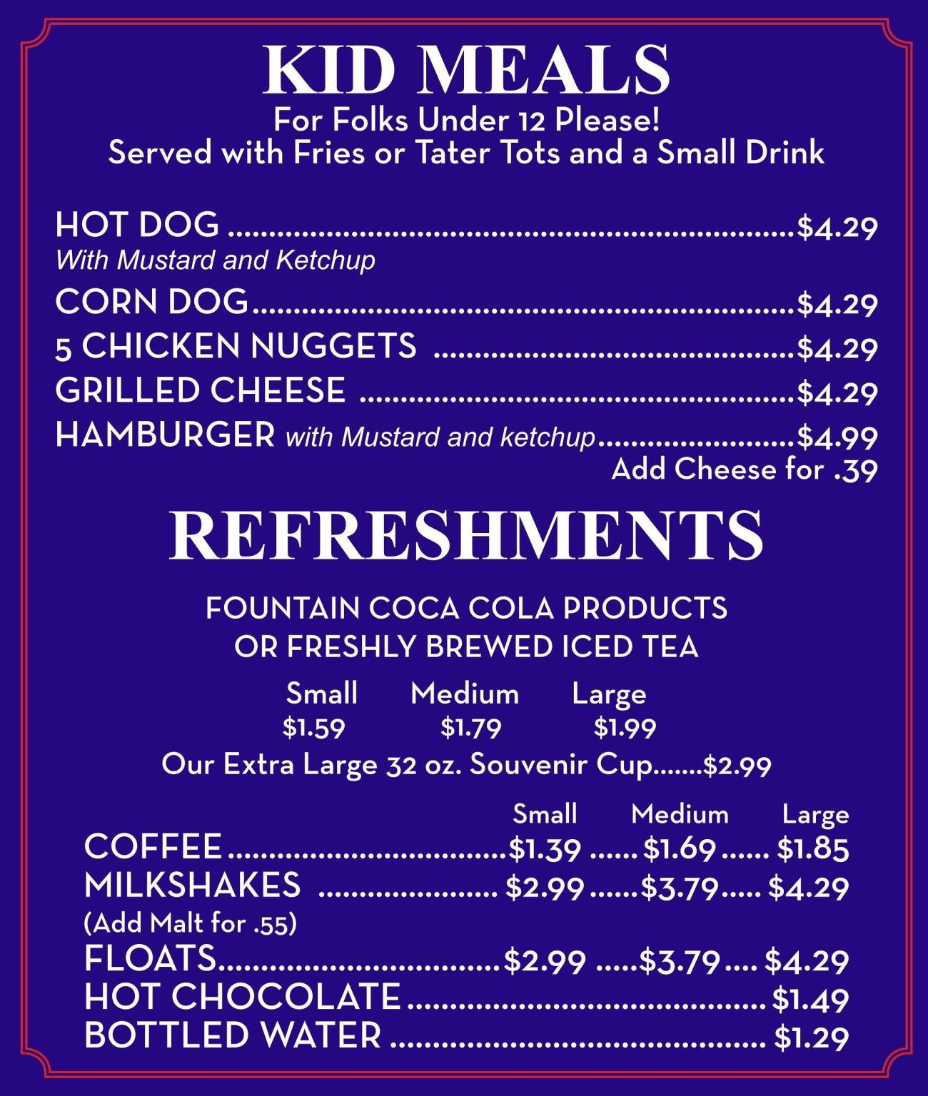 Menu | Hot Dog World | Hendersonville, NC